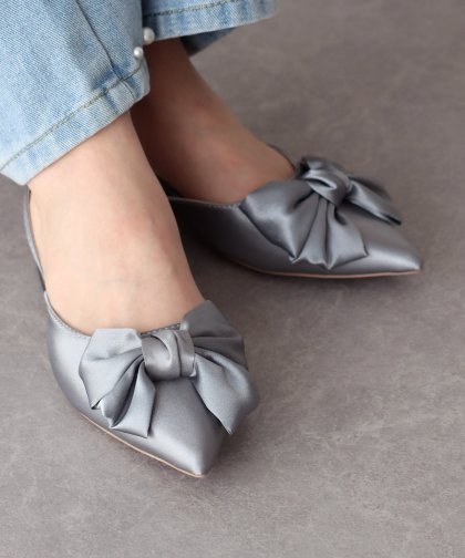 【SALE】リボン付きバックストラップミュール
