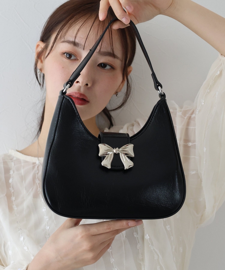 【SALE】バックルリボンショルダーチェーンバッグ
