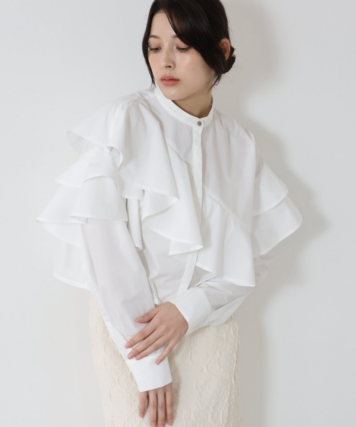 【TIME SALE】ショートアシメラッフルシャツ[J by blue]