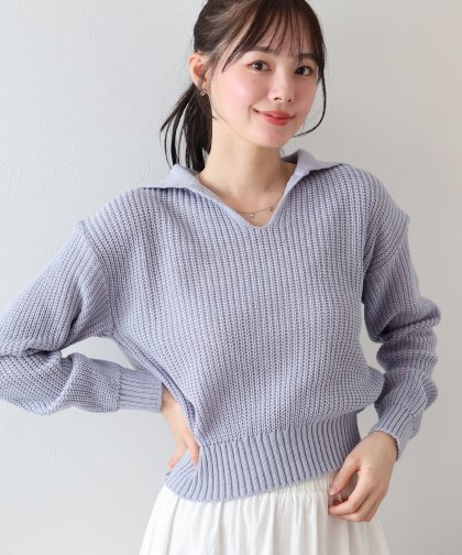 【SALE】スキッパー襟ニット