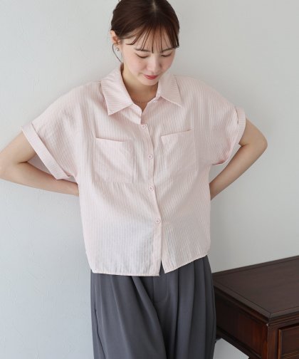 【TIME SALE】半袖ストライプシャツ【ネコポス】