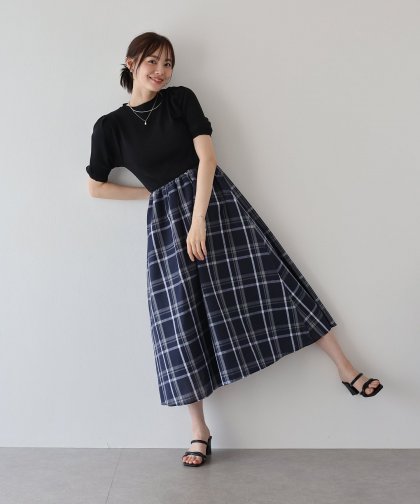 【SALE】チェックドッキングワンピース