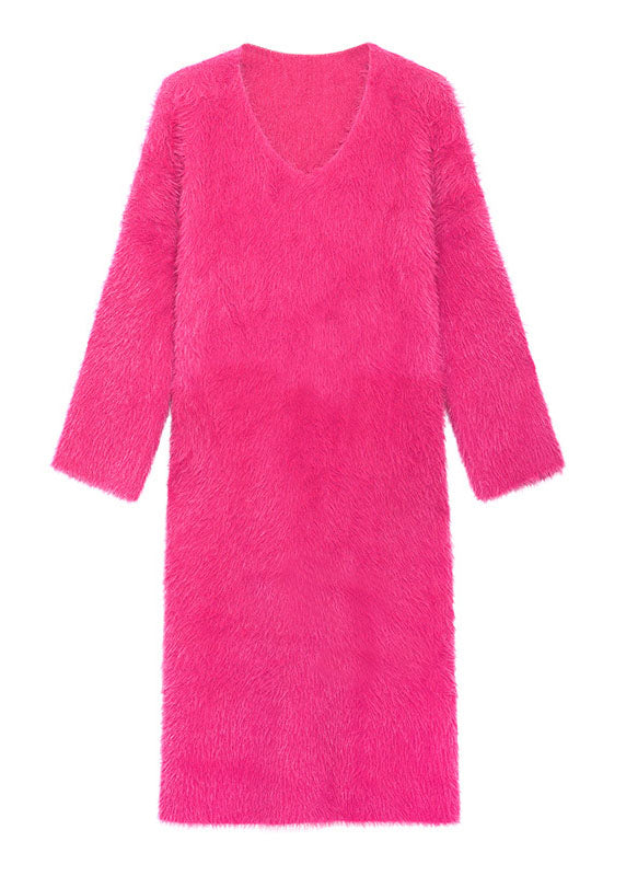 DIY風 グリーン あったか ミンクベルベット カジュアル 秋 セーターワンピース