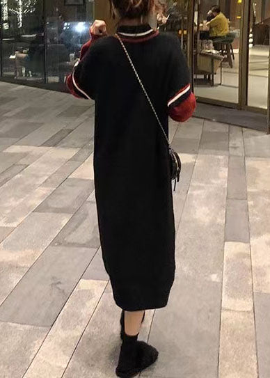 シンプル Oネック ラフエッジ セーターウェザー アップサイクル ブラック ヒップスター ニット